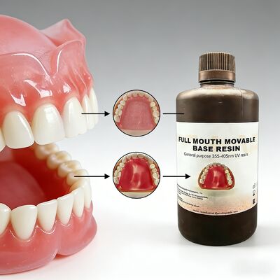 quality Liquid Full Mouth Movable Base Resin Featuring Low Waterabsorption Suitable for Precision Dental Prosthetics and Long Term factory